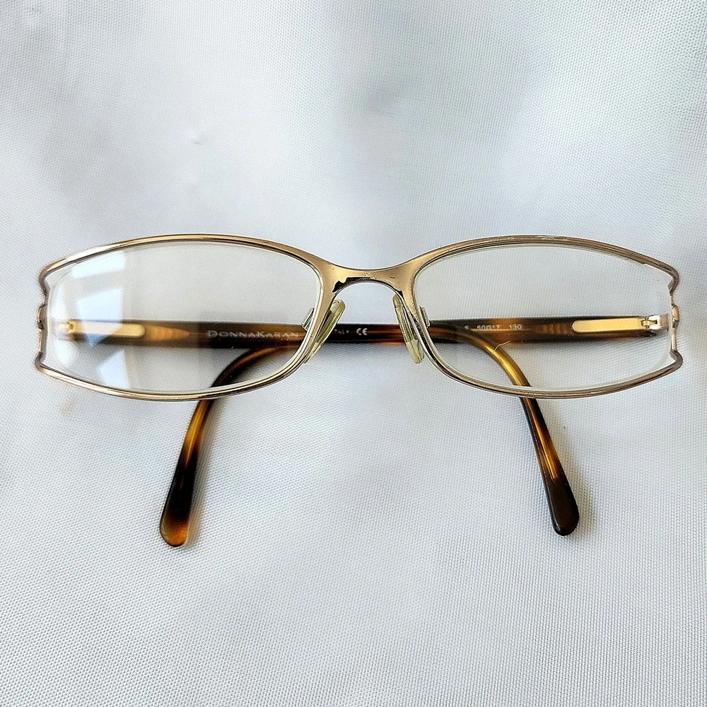 Donna‎ Karan DK 3536 Gold Tortoise Oval Semi Rimless Eyeglass Frames Italy 50-17